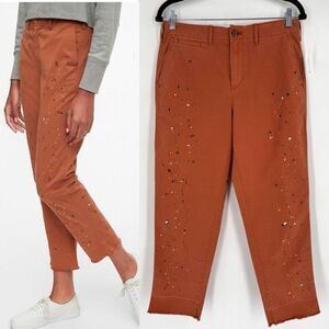 NWT GAP Straight Leg Khaki High Rise Splatter Pants Copper Size 6 Terra Cotta‎